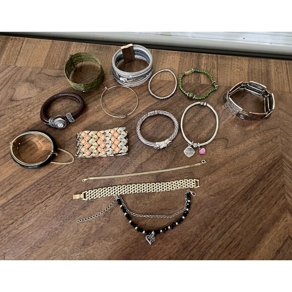 Vintage Bracelets Lot of 14-Gold/Silvertone - Rhinestone Mixed Lot - Picture 1 of 10
